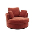 thumbnail image 3 of 42.2"W Swivel Accent Barrel Chair and Half Swivel Sofa With 3 Pillows 360 Degree Swivel Round Sofa Modern Oversized Arm Chair Cozy Club Chair for Bedroom Living Room Lounge Hotel, Terracotta Chenille, 3 of 4