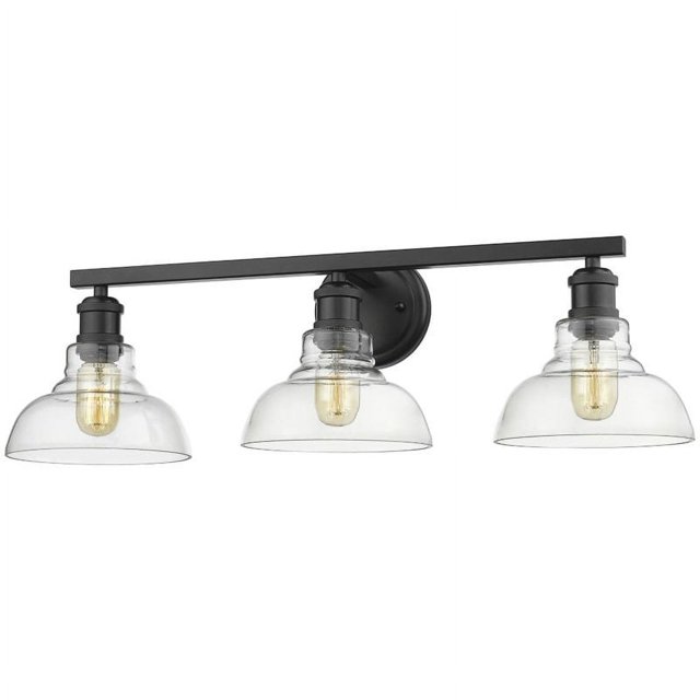Beaumont Lane 3 Light Clear Glass Shade Vanity Light in Black