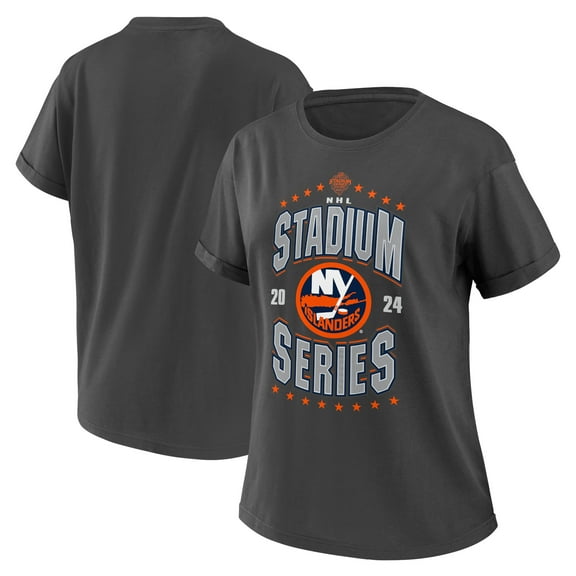 Women's WEAR by Erin Andrews Charcoal New York Islanders 2024 NHL Stadium Series Boyfriend T-Shirt