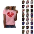 thumbnail image 1 of T-shirts de la Saint-Valentin pour Femmes 2026 à Manches Courtes Col Rond avec Cœur Graphique, 1 of 4