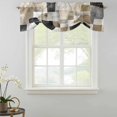 thumbnail image 2 of Tie Up Valances for Windows, Brown Black Geometric Adjustable Valance Curtains Window Treatment for Living Room, Abstract Art Color Block Painting Rod Pocket Kitchen Curtains & Drapes 42x12 Inch, 2 of 9