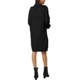 thumbnail image 3 of INSPIRE CHIC Women's Ribbed Hem Pullover Jumper V Neck Long Sleeve Knit Mini Sweater Midi Dress L Black, 3 of 6