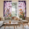 thumbnail image 2 of Happy Easter Kitchen Curtain for Berdoom Living Room Cafe 72 Inch Length, Bunny Eggs Spring Mushrooms Plants Purple Plaid Tiers Curtains Light Filtering Drapes Window Treatment 2 Panels 52"Wx72"L, 2 of 8