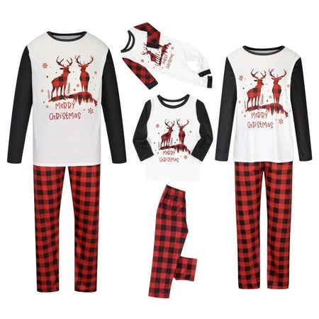 

Stamzod Matching Family Pajamas For Christmas Baby Kids Child Printed Top+Pants Pajamas Set Holiday PJ s Xmas Sleepwear Red 12T