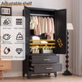 thumbnail image 3 of RIETERN Metal Armoire Wardrobe Closet, 71" Tall Bedroom Closet with Mirror, 2 Drawers, Adjustable Shelves, and Hanging Rod, Steel Clothes Closets and Storage, for Bedroom Black, 3 of 17