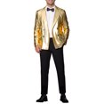 thumbnail image 2 of BLAZER BRILLANTE DE HOMBRE INSPIRE CHIC, CON SOLAPA PICO, DOBLE BOTÓN, AJUSTE REGULAR, ESTILO DE FIESTA, TAMAÑO 2XL, DORADO, 2 of 5