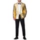 thumbnail image 2 of BLAZER BRILLANTE DE HOMBRE INSPIRE CHIC, CON SOLAPA PICO, DOBLE BOTÓN, AJUSTE REGULAR, ESTILO DE FIESTA, TAMAÑO 2XL, DORADO, 2 of 5
