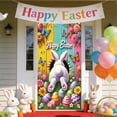 thumbnail image 4 of AZXY 35x71 Inch Happy Easter Door Cover, Bunny Butt in Colorful Wood Door Banner, Spring Playful Porch Wall Hanging Decor for Easter Party, 4 of 9