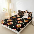 thumbnail image 4 of jejeloiu Movie Popcorn Bed Sheets,Movie Theater King Sheets,Red Yellow Black Sheet Set For Boys Kids,Ultra Soft Home Decor,4-Piece, 4 of 7