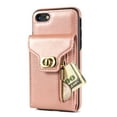 thumbnail image 4 of Allytech iPhone SE 2020 Case, iPhone SE 2022 Case Wallet, Multiple Cards Slots Zipper Cash Pocket Stand Lanyard Bumper Wallet Cases Cover for Apple iPhone SE 3rd 2nd Gen/ iPhone 7/8 -Rosegold, 4 of 10