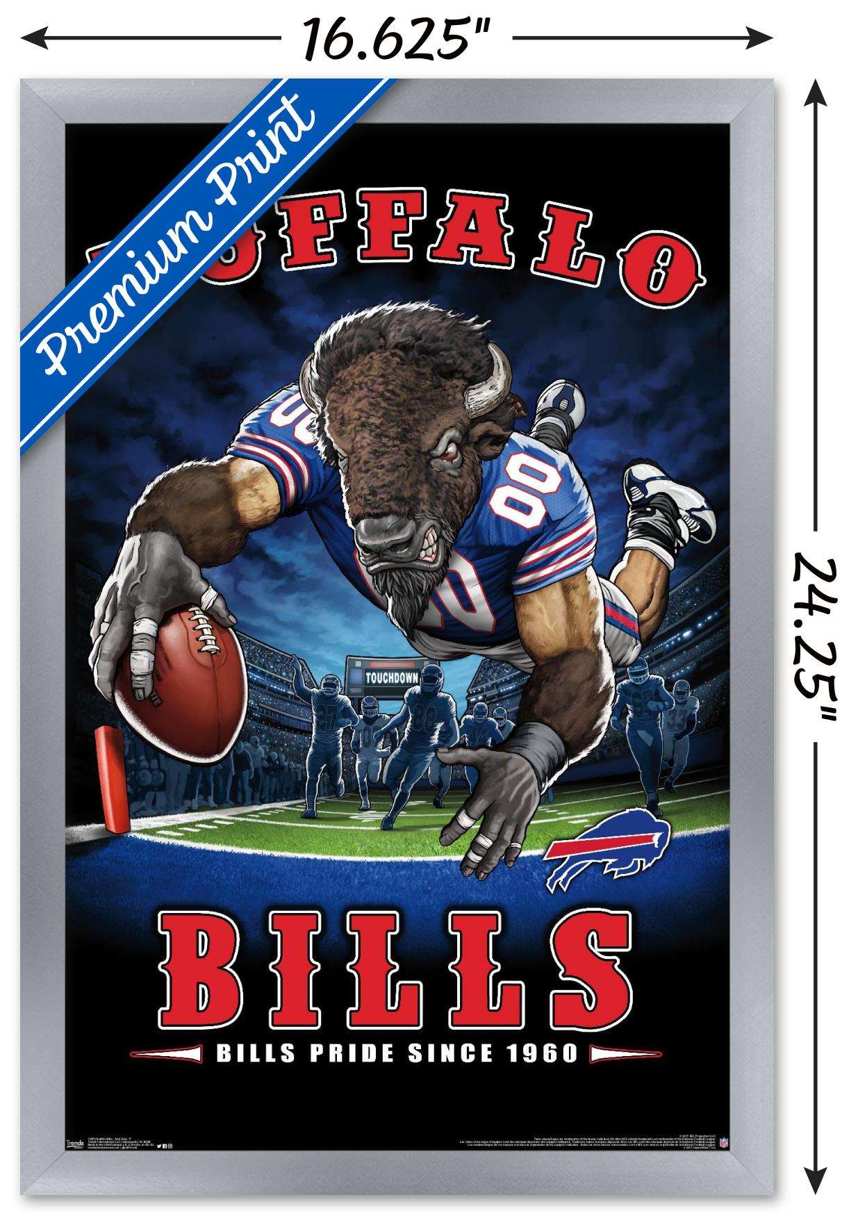 NFL Buffalo Bills - End Zone 17 Wall Poster, 14.725" x 22.375", Framed