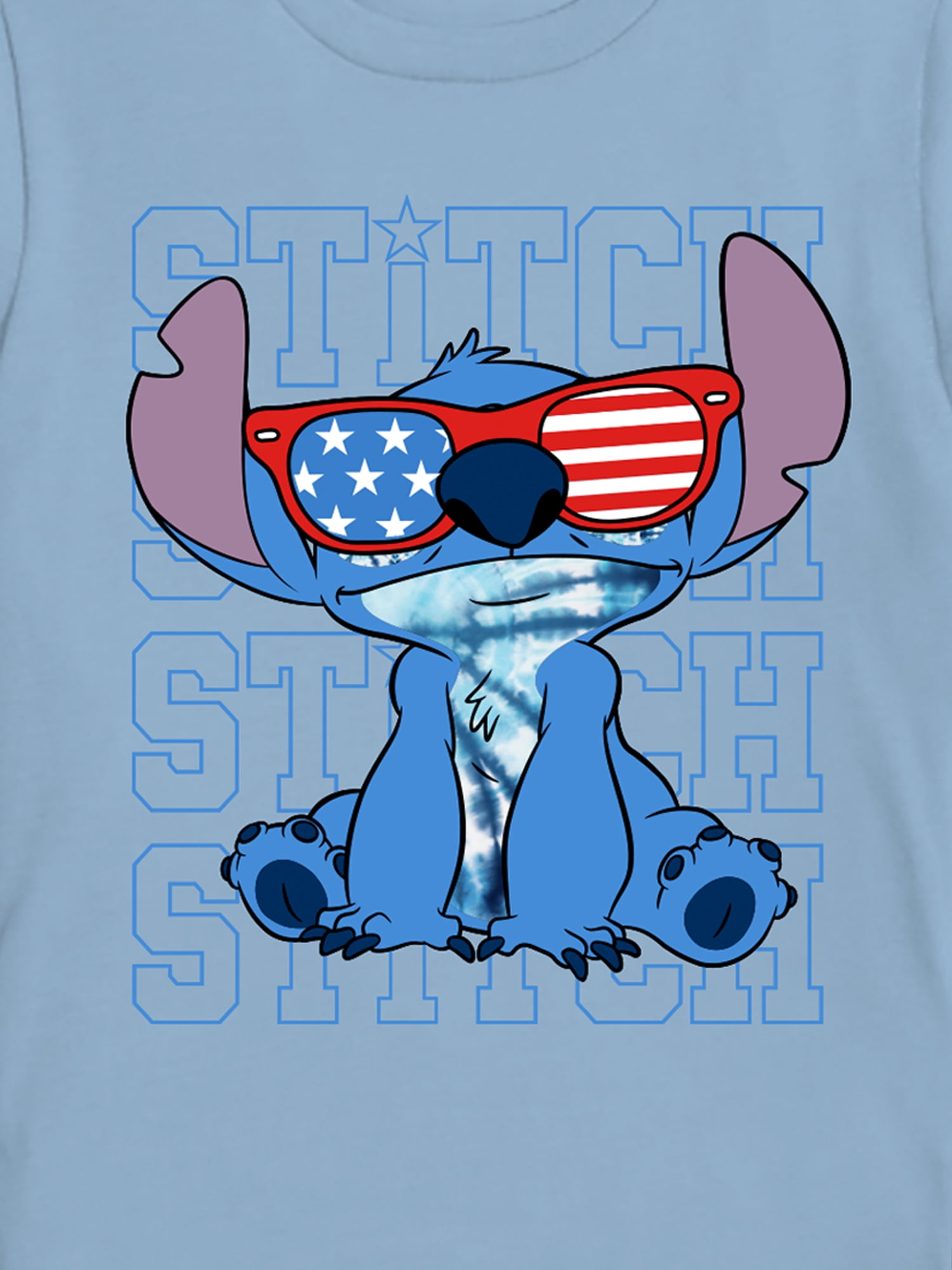 Lilo and Stitch Boys USA Americana Crewneck Graphic Tee with Short Sleeves, Sizes 4-18