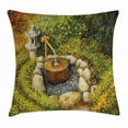 thumbnail image 1 of Zen Garden Throw Pillow Cushion Cover, Tranquil Nature Scenery with a Stone Lantern and Water Basin Early Autumn Season, Decorative Square Accent Pillow Case, 16 X 16 Inches, Multicolor, by Ambesonne, 1 of 2