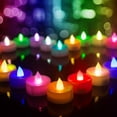 thumbnail image 1 of Beichi Luces De Té Led Que Cambian De Color A Granel 24 Piezas Velas Candelitas Sin Llama Con Luces Coloridas Velas Falsas De Colores Que Funcionan Con Pilas Sin Luz Parpadeante [Base Blanca], 1 of 5