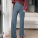 thumbnail image 2 of Gibobby pantalones deportivos mujer Pantalones de pierna ancha de punto para mujer en otoño e invierno 2023, pantalones de pierna recta a con sensación de caída, pantalones gruesos (Aqua, Talla única), 2 of 4