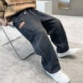 thumbnail image 6 of TOWED22 Boys Baggy Jeans Wide Leg Elastic Waist Casual Denim Pants for Boys 6-16years(Grey,6-7 Y), 6 of 7