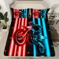 thumbnail image 2 of Feelyou Dirt Bike Bed Sheets for Teens, Motocross Extreme Sport King Sheets, Blue Red Stripe Sheet Set, Boys Bedroom Decor, 2 of 7