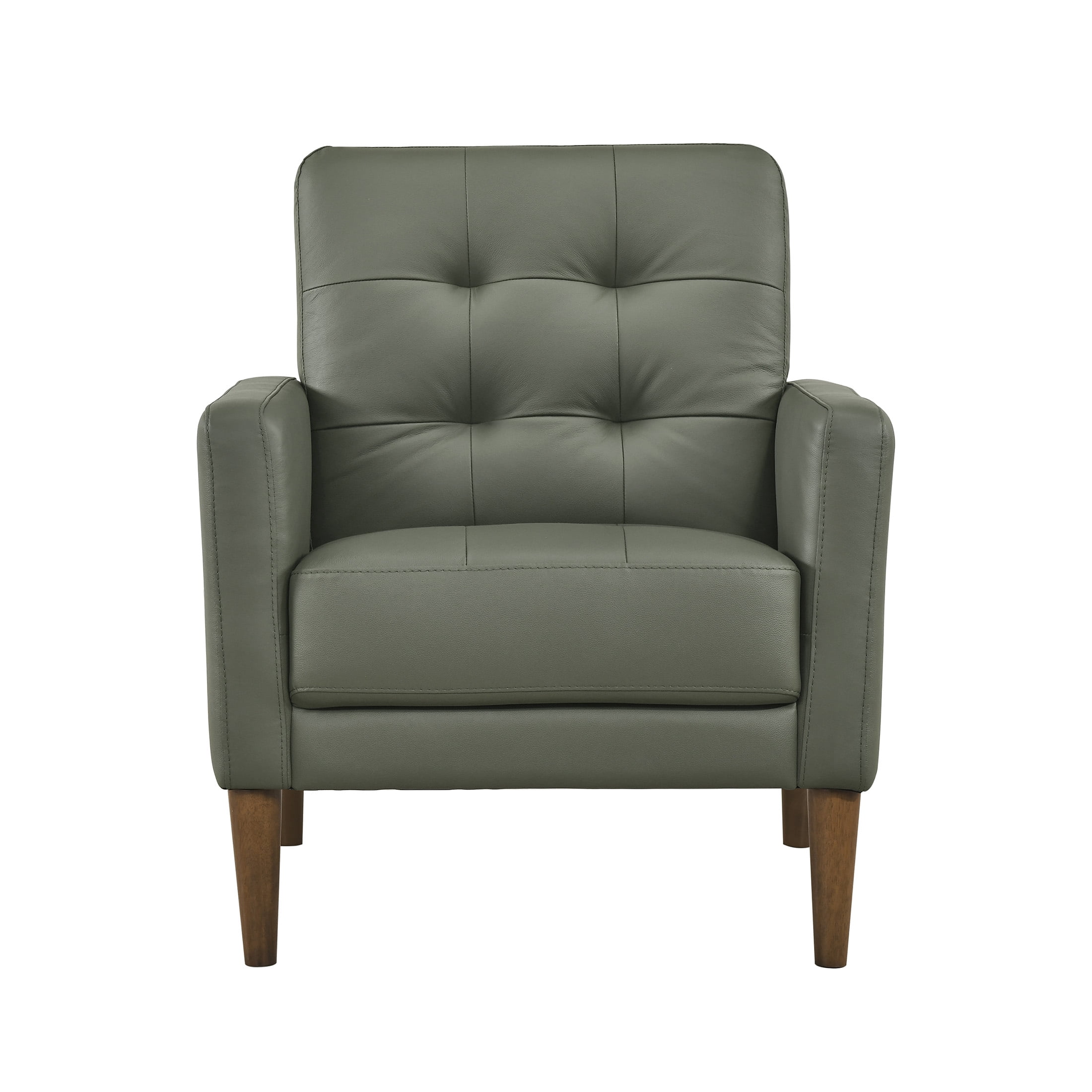 OakvillePark Noma Contemporary Tufted Leather Match Accent Chair, Green