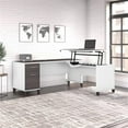 thumbnail image 2 of Trent Home Transitional 3 Position Sit to Stand L Shaped Desk in White and Gray, 2 of 7