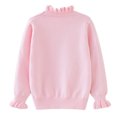 thumbnail image 4 of Girls Long Sleeve Knit Pullover Sweater with Ruffled Mock Neck and Ribbed Cuffs for Casual Wear Winter Fall Spring, 4 of 5