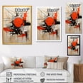 thumbnail image 4 of Designart "Red and White Chaotic Burst II" Abstract Framed Wall Art - Modern Orange Abstract Collages Entryway Framed Wall Art Print, 4 of 6