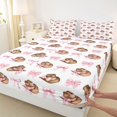 thumbnail image 3 of Manfei Kids Children Cute Pink Bow Hats 4pcs Bed Sheets,Dreamy Princess King Sheets,Western Cowgirl Super Cozy Sheet Set,Breathable Home Decor, 3 of 7