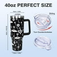 thumbnail image 2 of 40oz Tumbler with Handle and Straw Stainless Steel Water Bottle Double Wall Vacuum Reusable Goth Travel Mug Hot or Cold Gothic Cup Gift for Man/Woman (Snake and Rose), 2 of 6