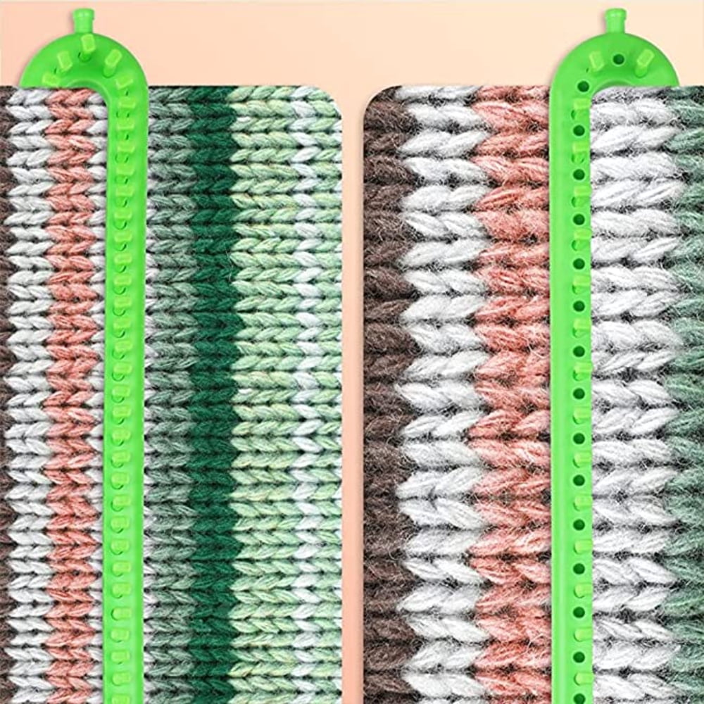 KEINXS 3 Pieces Rectangular Knitting Loom Set, Dense Pegs, Colorful Plastic Weaving Looms, Hat Scarf Loom Set, DIY Craft Tools, Yarn Weaving Kits with a Crochet Hook and Needle (Color is Random)