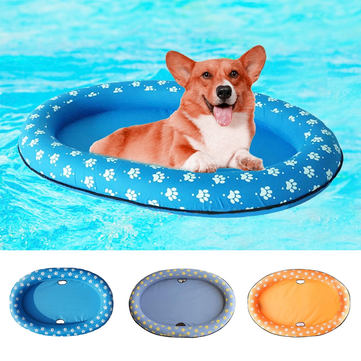Pet Enjoy Summer Dog Pool Float,Paw Printing Inflatable Floating Row