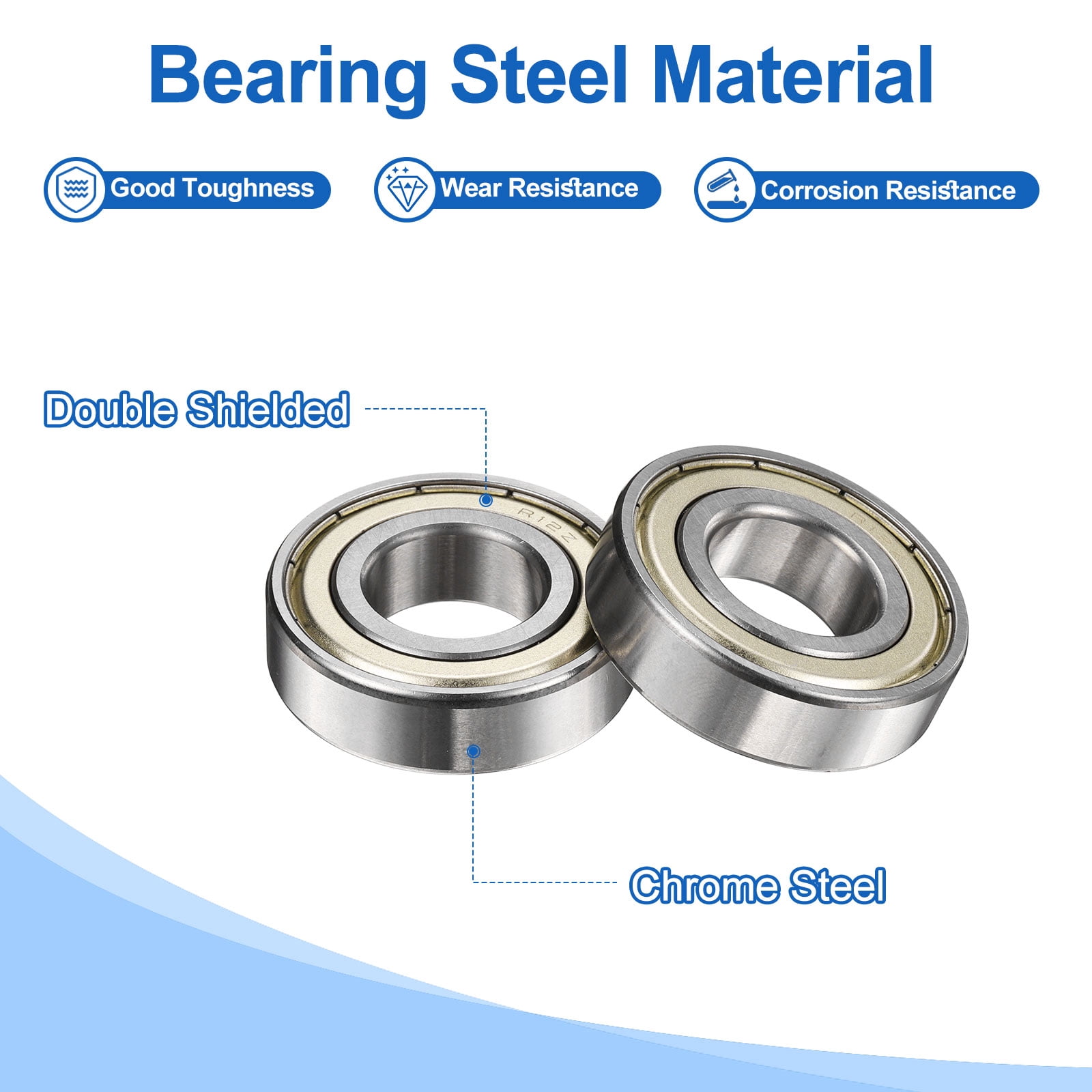 6 Pack R12ZZ Deep Groove Ball Bearings 3/4" ID x 13/8" OD x 7/16" Height  ABEC3