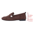 thumbnail image 5 of Penny Loafers for Women Elegant Pearl Suede Round Toe Slip on Flat Shoes Lightweight Casual Dressy Walking Shoes Brown Size 7, 5 of 8