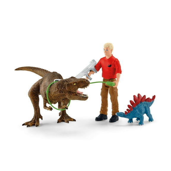 Schleich Dinosaurs - 5 PC Tyrannosaurus Rex Attack Playset - Dinosaur Toy for Boys and Girls - Dino Figurines for Kids Ages 5