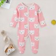 thumbnail image 2 of KPOPLK Baby Pajama with Mitten Cuffs Button Down Clothing Infant Cotton Clothes Sleeper Pjs, Footed Sleep Play Size 0-3 Months, 2 of 6