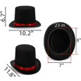 thumbnail image 2 of Top Hat Pumtus de fieltro negro, paquete de 2 unidades con banda roja de 58 cm de circunferencia, 2 of 8
