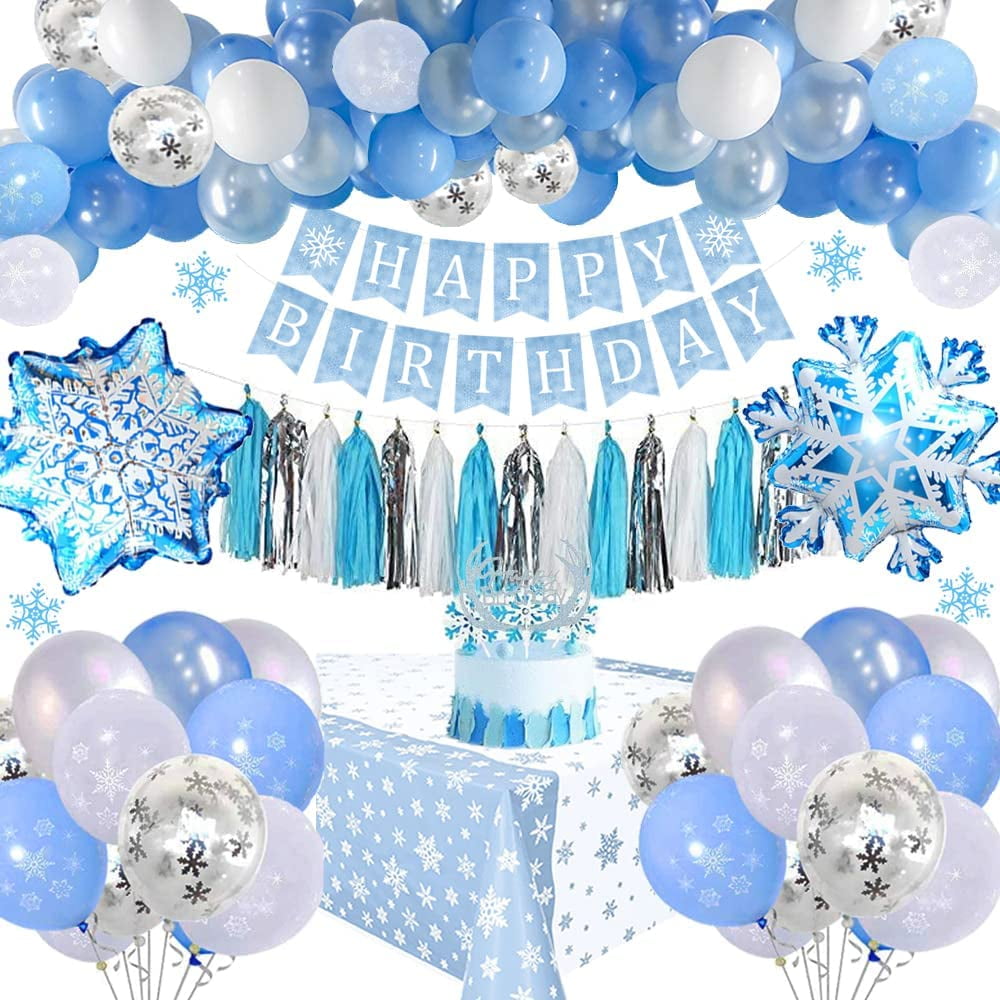 Ventileren Top zweer AOWEE Frozen Princess Birthday Decoration, Blue White Balloon Arch with  Snowflake Tablecloth, Frozen Tassels, Snowflake Confetti Balloon for Girls  Birthday Baby Shower Princess Party - Walmart.com