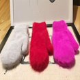 thumbnail image 3 of Guantes cálidos de piel de conejo para invierno, manoplas femeninas para exteriores, guantes sin dedos de lana gruesa, guantes de invierno para mujeres y niñas, regalos, 3 of 5