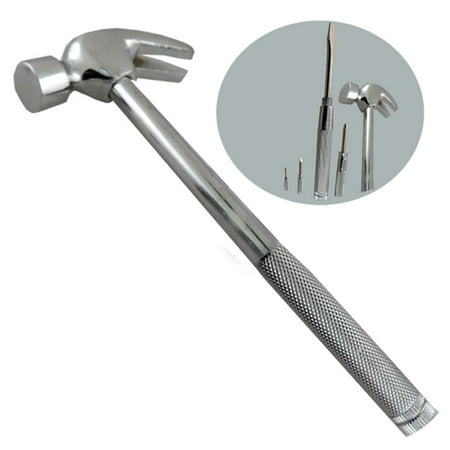 7 in. All Metal Claw Hammer With 4 Screwdrivers Bits :  ( Pack of  1 Pc