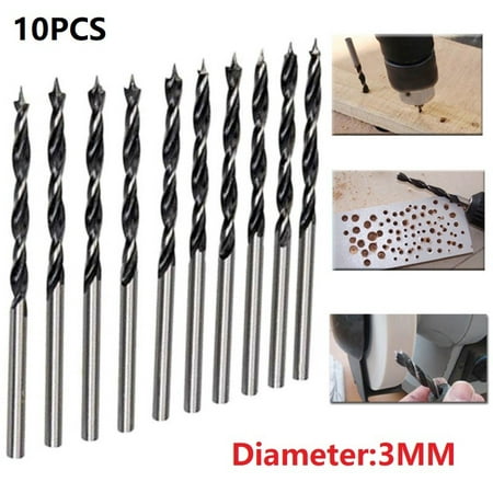 

Geege 10Pcs 3mm Diameter Woodworking Drill Bit Wood Drills With Center Point Pack