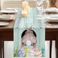 thumbnail image 3 of Table Runners 90 Inches Long Dress Scarves, Easter Bunny Farmhouse Coffee/Dining/Kitchen Table Runner for Living Room, Eggs Cute Rabbit Green Wooden Plank Country 13x90 Inch, 3 of 9