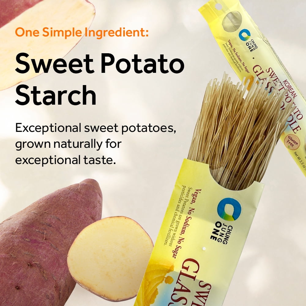Chung Jung One O'Food Organic Glass Noodles 12 Pack, Gluten-Free Korean Sweet Potato Noodles, Vegan, No Sodium, No Sugar, Rice and Pasta Alternative