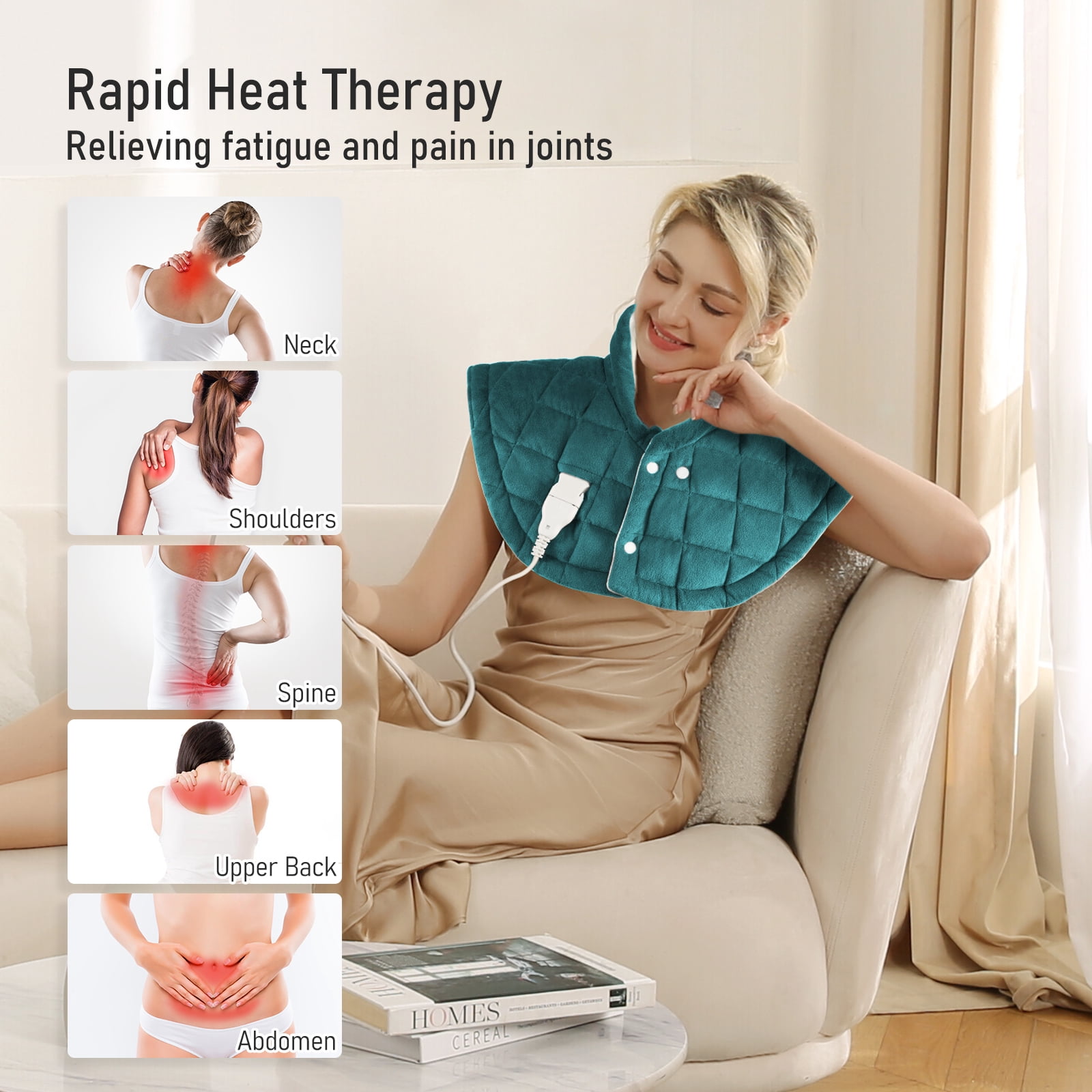 MaxKare 24"x24"Heating Pad for Neck and Shoulders, Weighted Heating Pad, Green