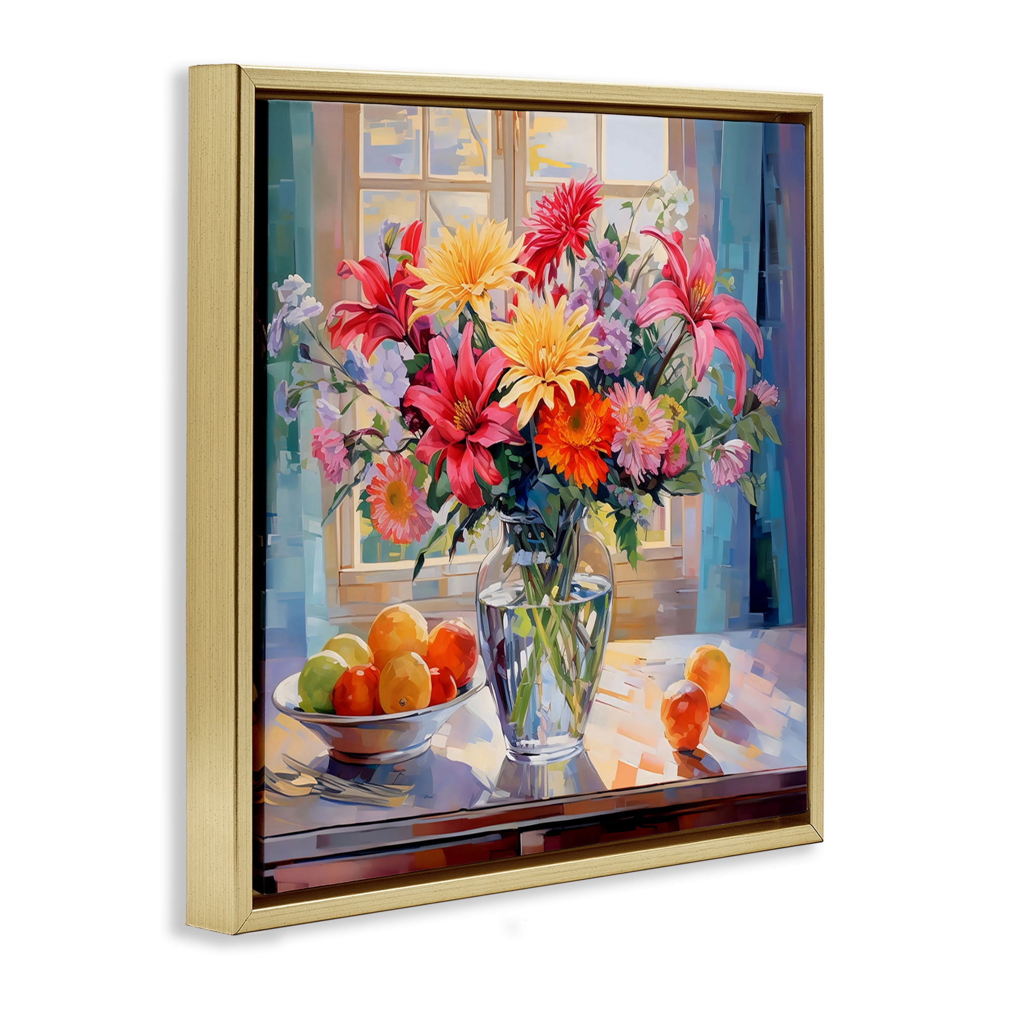 Stupell Industries Summer Flowers & Fruit Gold Framed Floater Canvas Wall Art, design by Creative Studio