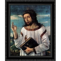 Christ Blessing 20x24 Black Ornate Wood Framed Canvas Art by Bellini, Giovanni