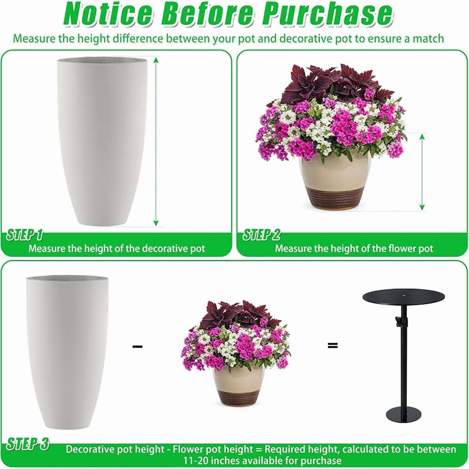 Adjustable Planter Lifter Insert, Elevator Riser for Tall Tapered Pots, Indoor & Outdoor Plant Pot Support for Gardening
