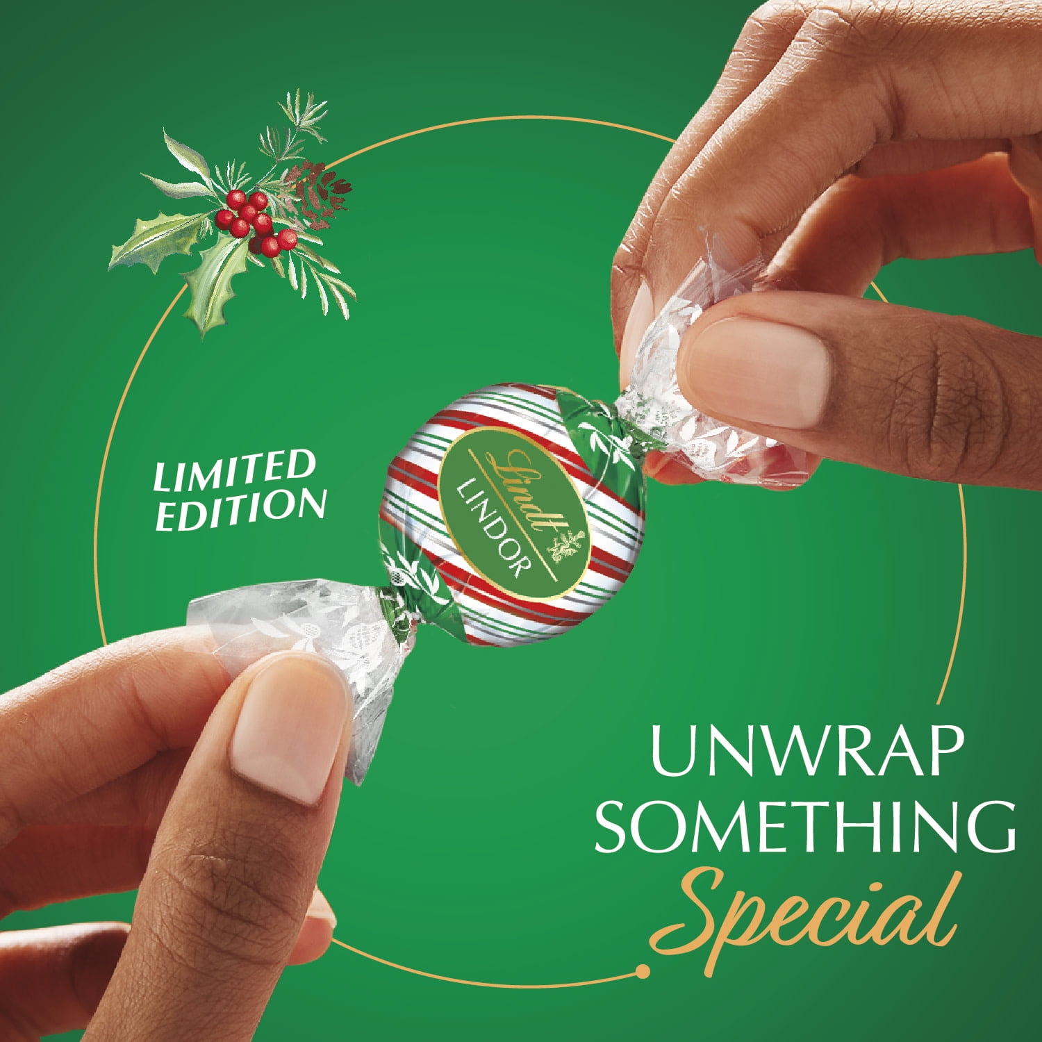Lindt Holiday Lindor Milk Chocolate Peppermint Cookie Truffles