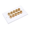 thumbnail image 1 of Monoprice High Quality Banana Binding Post Two-Piece Inset Wall Plate – White – Coupler Type For 5 Speakers, 1 of 2