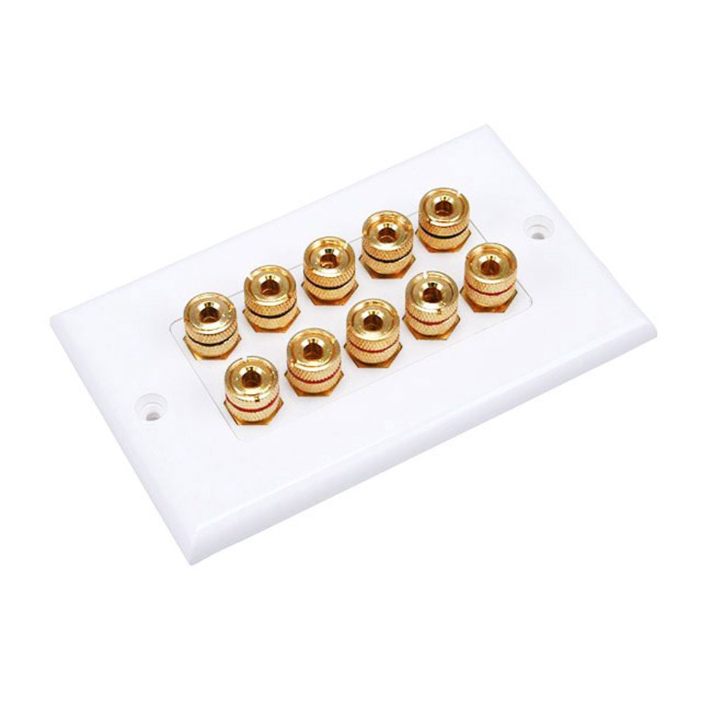 Monoprice High Quality Banana Binding Post TwoPiece Inset Wall Plate White Coupler Type For