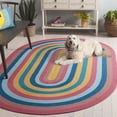 thumbnail image 4 of SAFAVIEH Braided Siofra Striped Reversible Area Rug, Pink/Blue, 5' x 8' Oval, 4 of 12
