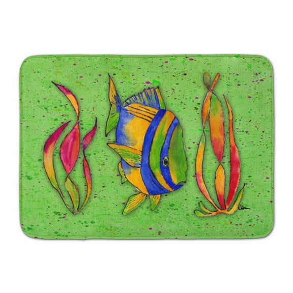 Tropical Fish on Green Machine Washable Memory Foam Mat