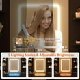 thumbnail image 4 of Vanity Desk with Lights, Makeup Vanity with Mirror and Chair, Power Outlet, Hair Dryer Rack, 7 Drawers, 3 Lighting Modes Brightness Adjustable Dressing Table for Bedroom, 4 of 7